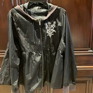 Ll cool j embroidered black rain jacket size xl